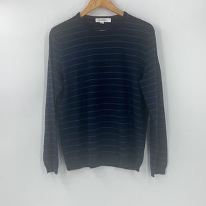Calvin Klein Marino wool blend knit navy blue striped long sleeved sweater
